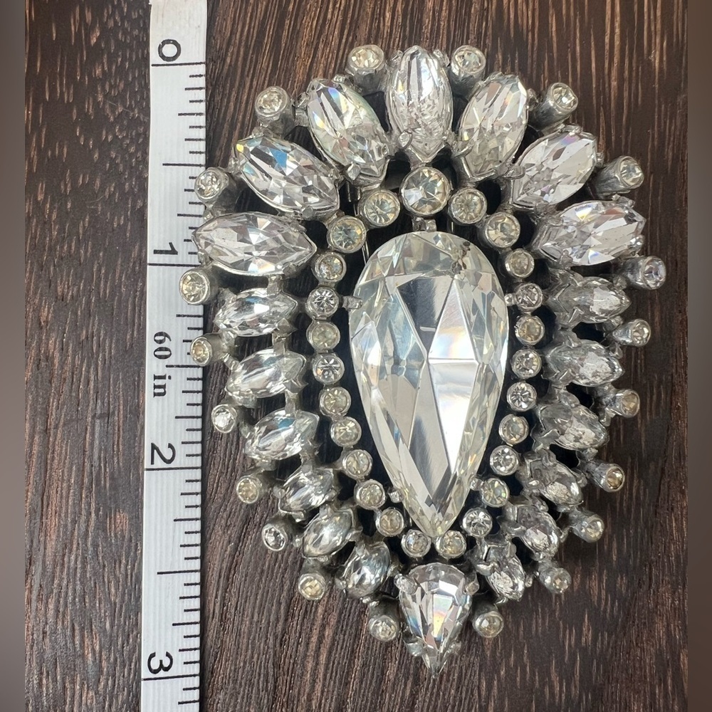 Vintage 1930’s-1940’s Eisenberg Original Clear Rhinestone Fur Clip B12 - Picture 4 of 8